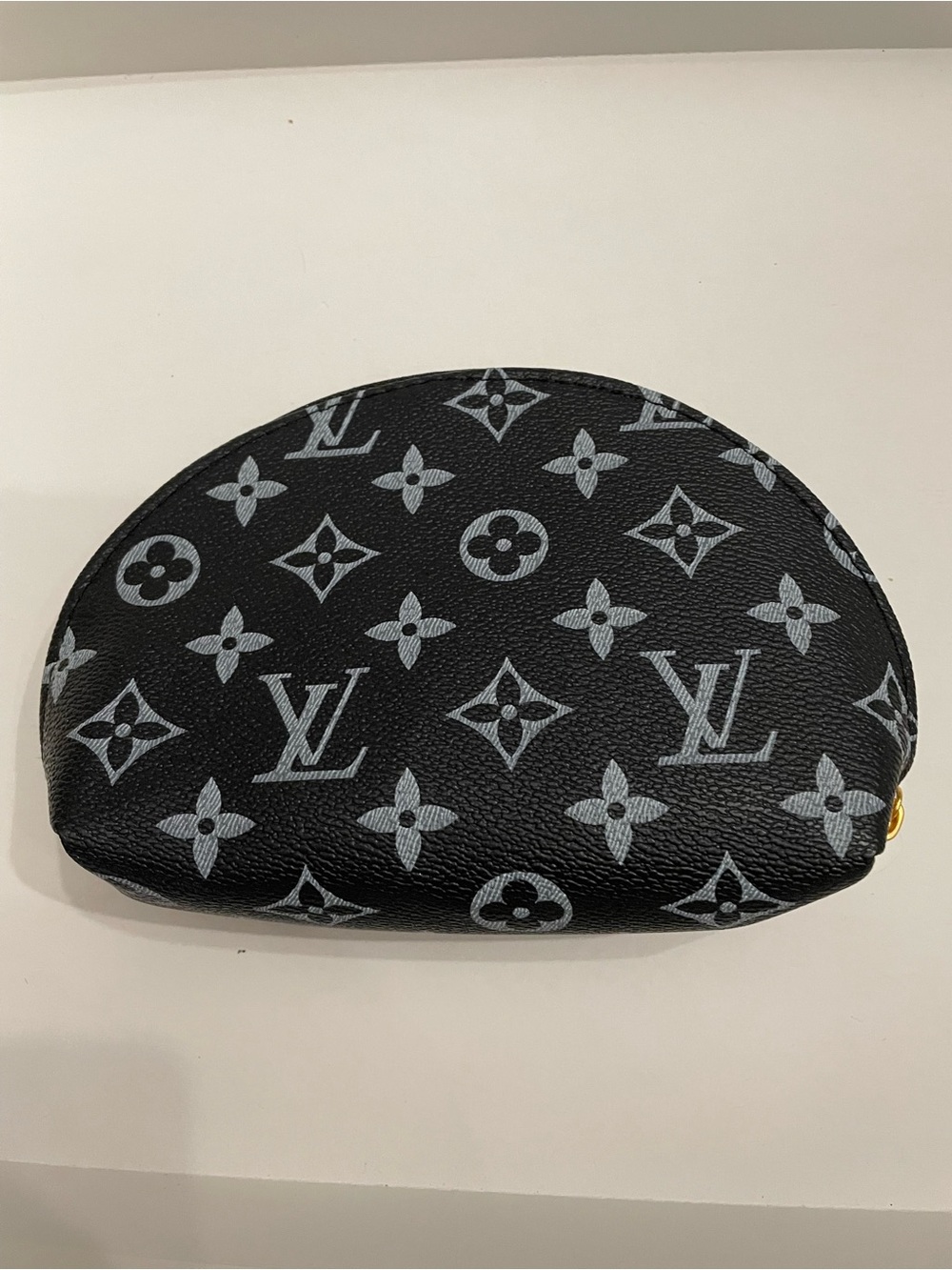 Fashion Black Monogram Cosmetic Pouch nwot 9”x5”